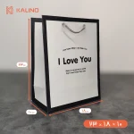 ساک دستی طوسی با حاشیه مشکی طرح I love you در سایز 10 * 18 * 23