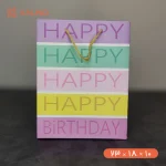ساک دستی رنگی طرح Happy در سایز 10 * 18 * 23