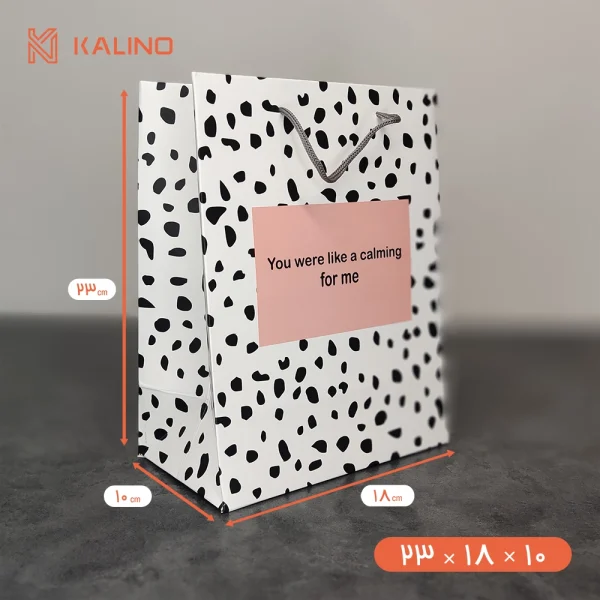 ساک دستی سفید صورتی طرح خال خالی در سایز 10 * 18 * 23