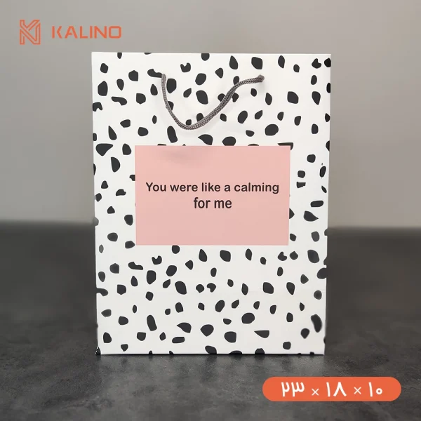 ساک دستی سفید صورتی طرح خال خالی در سایز 10 * 18 * 23